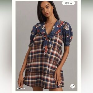 Pilcro Short-Sleeve Bow-Front Tunic Mini Dress